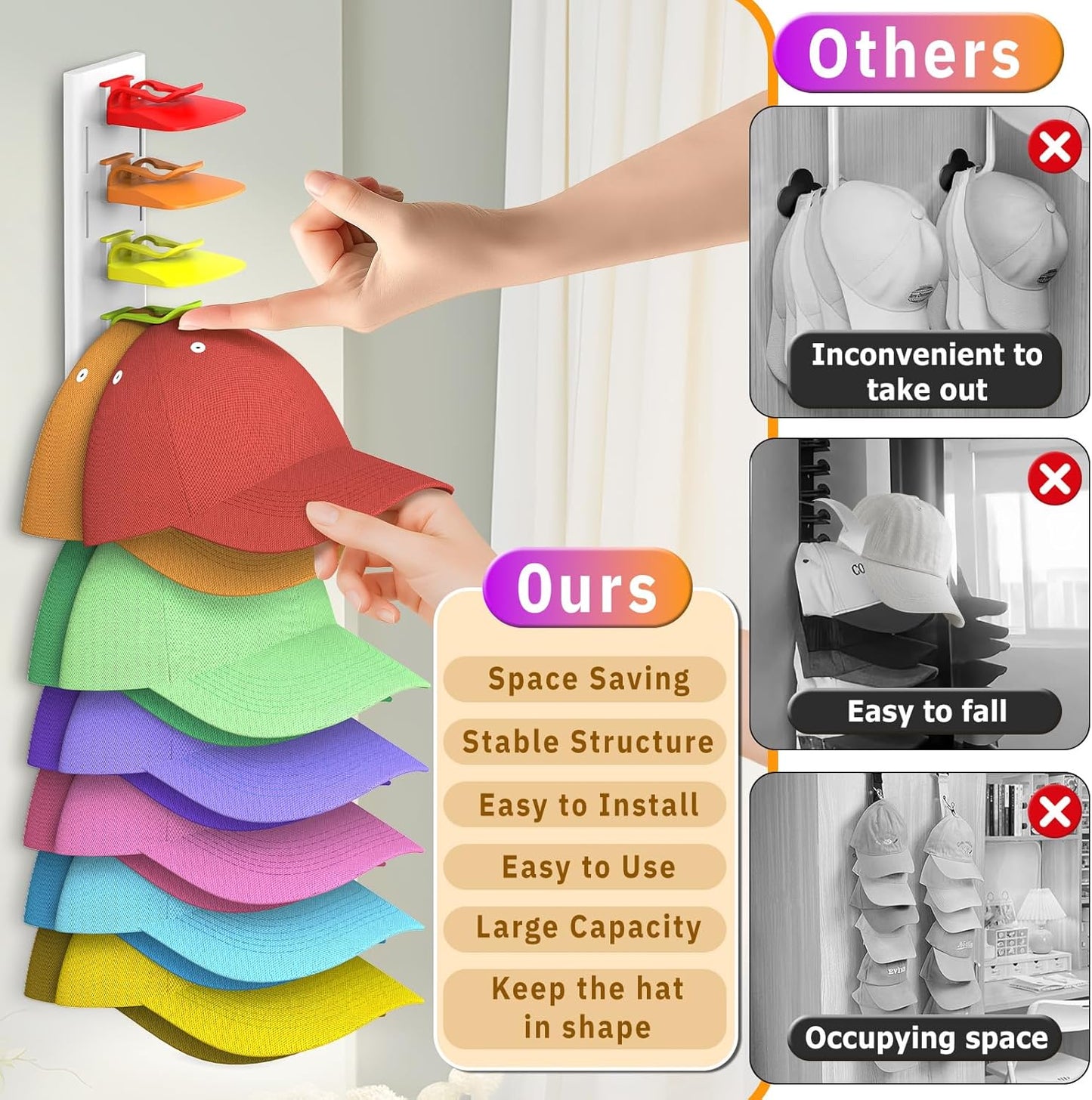 Metal Legging Organizer & Space-Saving Hat Rack - Holds 20 Leggings & 40 Caps | Ideal for Jeans & Sportswear
