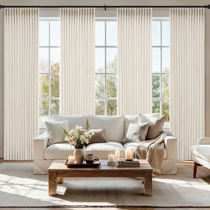 MIULEE Pinch Pleated Linen Curtains - 90-Inch Ivory Cream Semi-Sheer Drapes | 4 Panels for Privacy