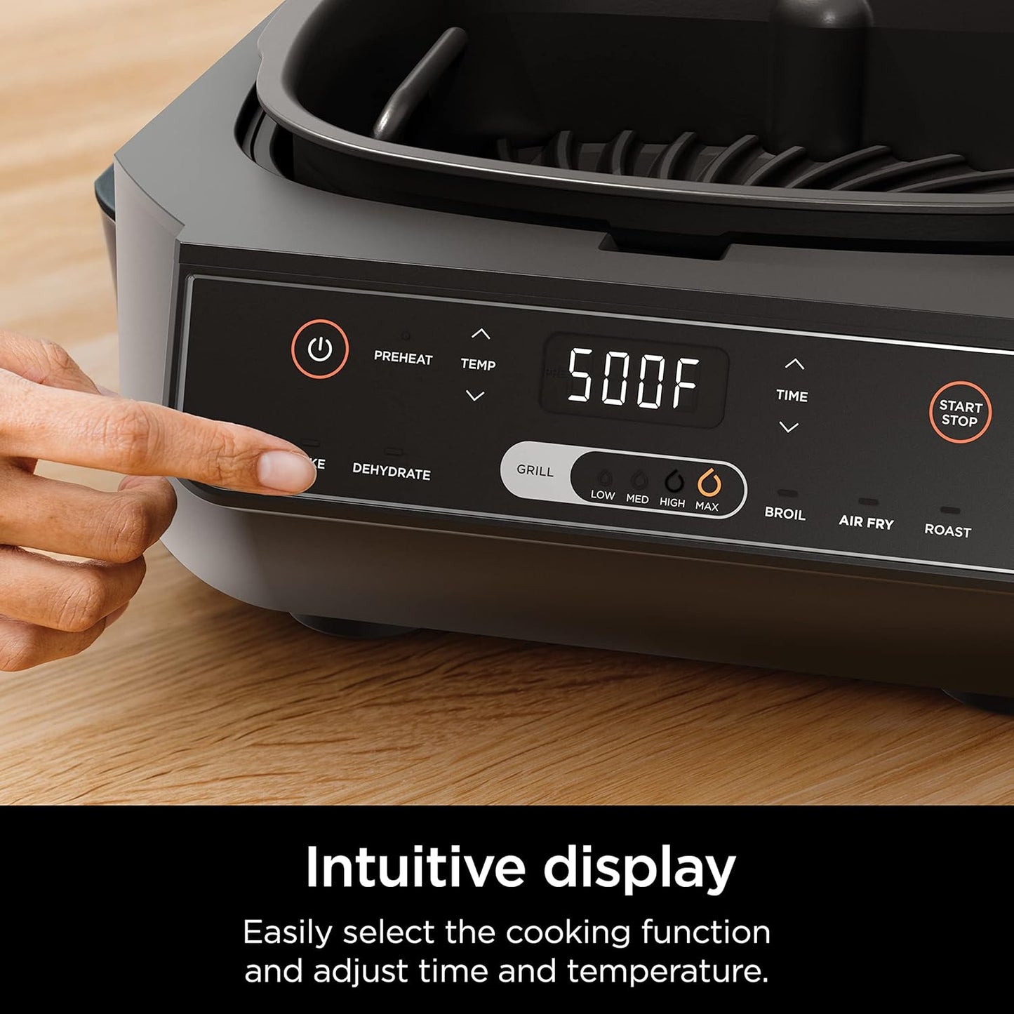 Ninja EG201 Foodi 6-in-1 Indoor Grill - Air Fry, Roast, Bake & Broil - Dishwasher Safe, Black/Silver