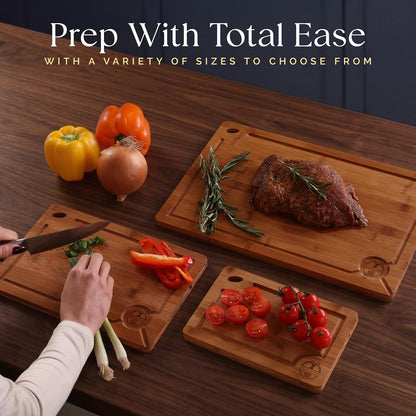 Skiennix 3-Piece Bamboo Cutting Board Set - Eco-Friendly, Pre-Oiled & Non-Toxic | Perfect for Kitchen Use