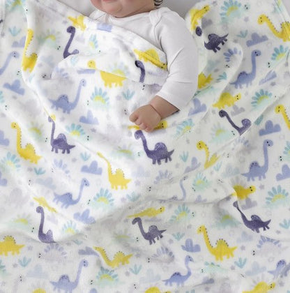 CREVENT Cozy Fluffy Warm Fleece Baby Crib Blanket - 30''x40'' Dinosaur Design for Infants & Toddlers
