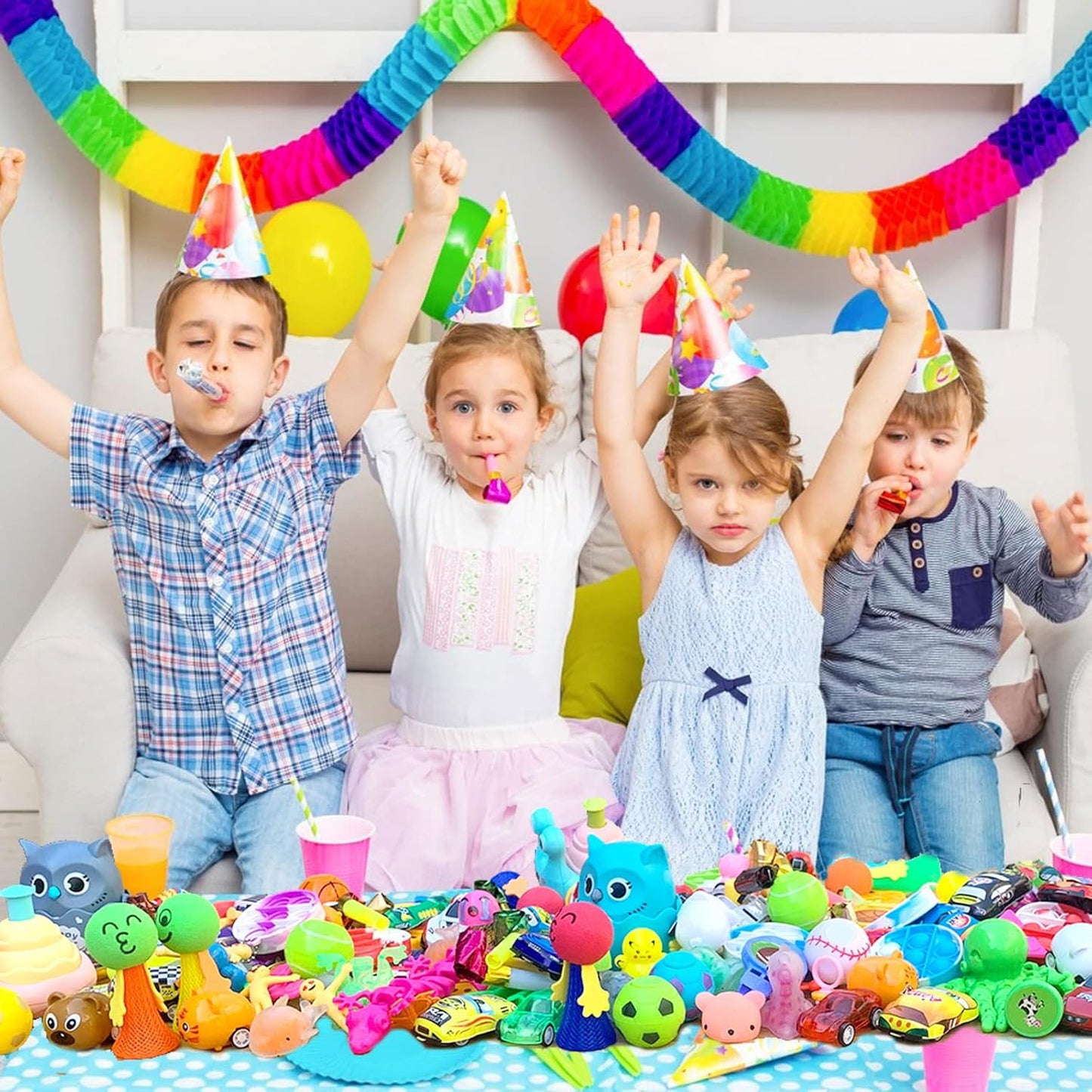Skiennix Party Favors - 64 Pcs Small Toy Prizes for Kids | Easter Basket Goodie Bag Stuffers & Pinata Fillers