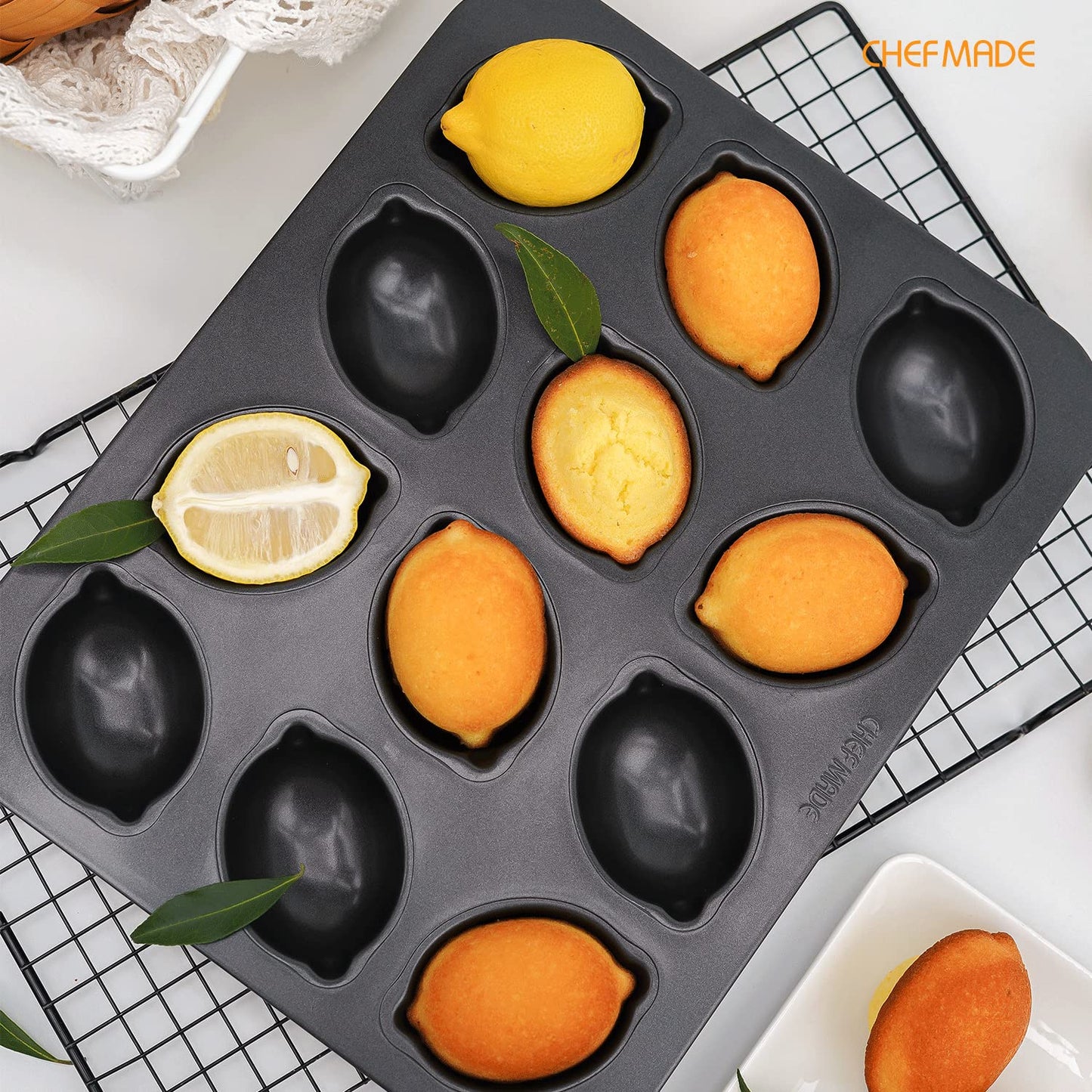 CHEFMADE Muffin Cake Pan, Nonstick 12 Cavity Lemon-Shaped Bakeware