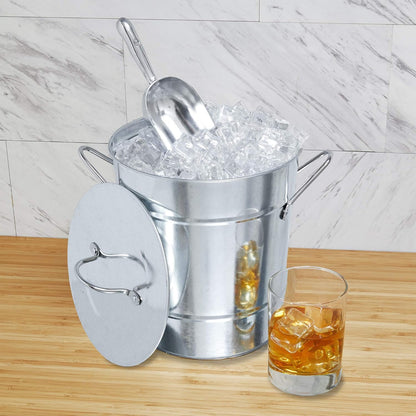 Twine Insulated Ice Bucket With Lid & Scooper for Parties - Galvanized Metal Bucket Cooler & Drink Tub Holds 1 Gallon