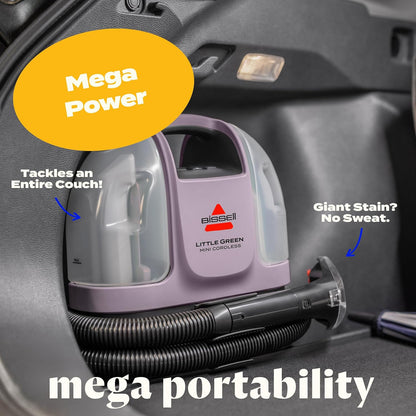 BISSELL Little Green Mini Portable Carpet Cleaner - Cordless Auto Detailer with HydroRinse Tool | Dusk Pink