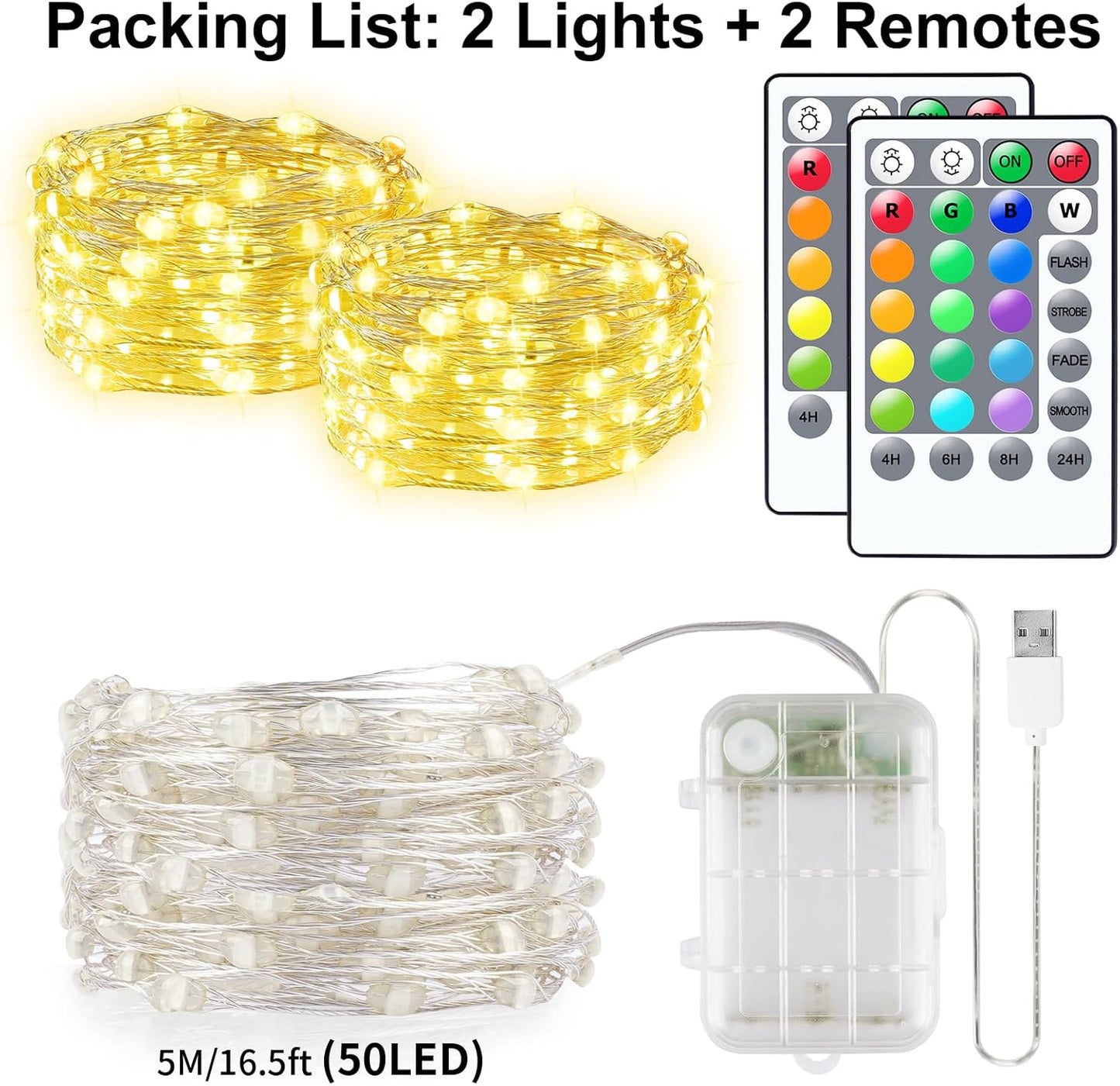 StarryEver Fairy Lights - 33ft 100LED Color Changing String Lights | Battery Operated, Waterproof, Remote Timer