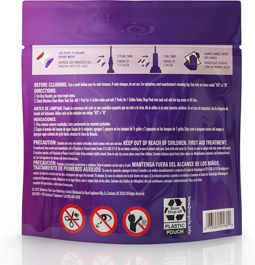 Hoover Paws & Claws Carpet Cleaning Solution - Sea Breeze Scented Pre-Measured Packs for Tough Pet Messes & Stains