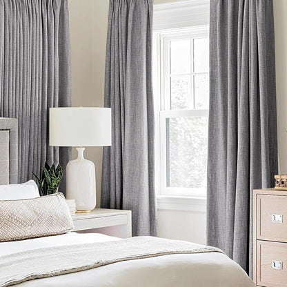 MIULEE Blackout Curtains - 100% Thermal Insulated Linen Texture - Grey Room Darkening Drapes | 52x108 Inch (2 Panels)