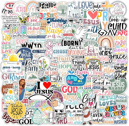 Skiennix 100 Pack Christian Stickers - Waterproof Vinyl Bible Verse Designs for Kids & Teens
