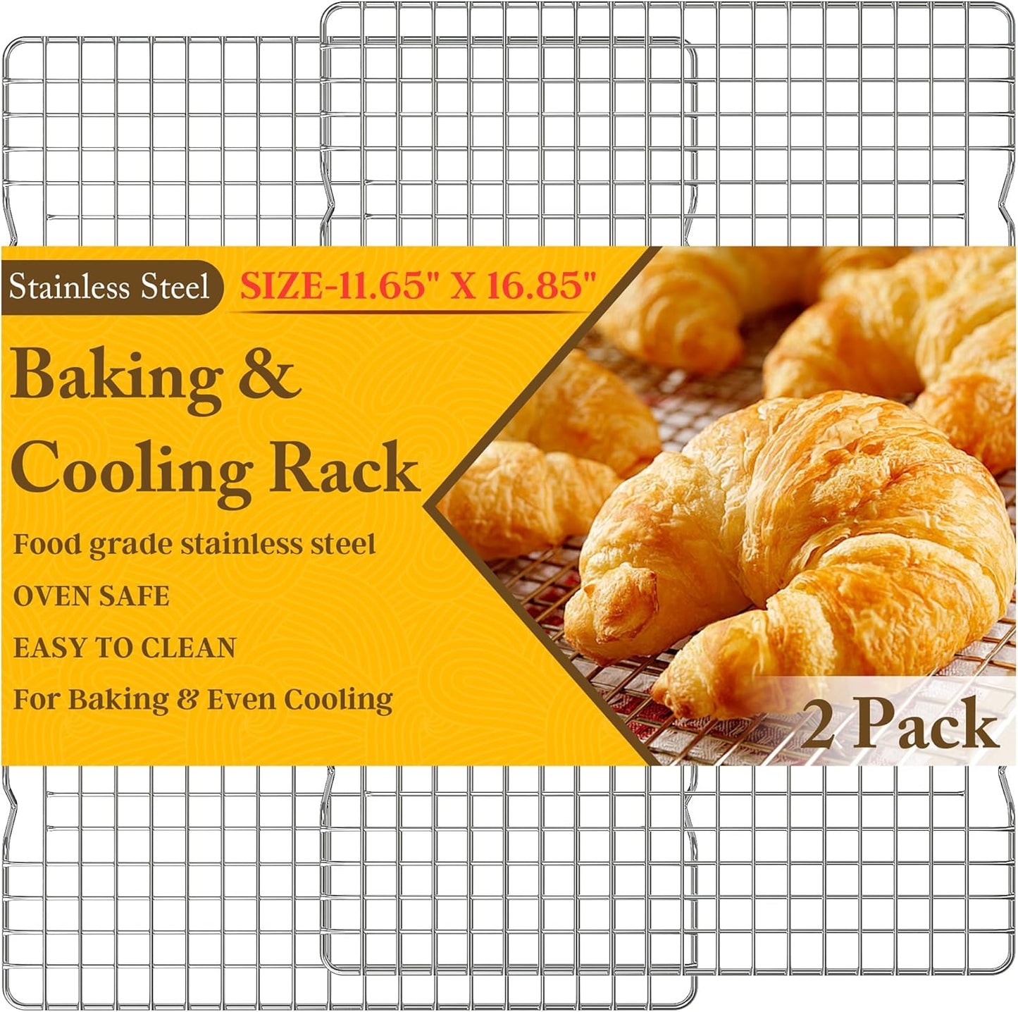 Skiennix Cooling Racks - Heavy Duty Stainless Steel Baking Rack Set | 11.65''x16.85'' | Oven & Dishwasher Safe