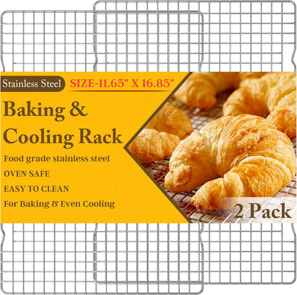 Skiennix Cooling Racks - Heavy Duty Stainless Steel Baking Rack Set | 11.65''x16.85'' | Oven & Dishwasher Safe