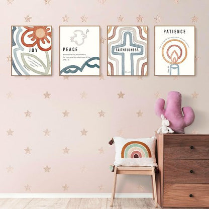 LARTSFRO Jesus Bible Kids Wall Decor - Christian Art Prints with Bible Verses | Set of 4 Unframed 10x8 Inch Posters for Nursery and Classroom