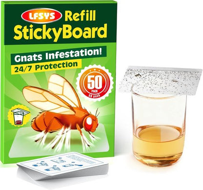 Double-Sided Sticky Trap Covers | 25 Pack Adhesive Cards for Fruit Fly Traps - Clear, Mess-Free Indoor Use