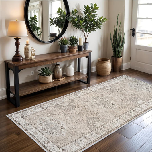 Regine Switzerland Washable 3x7 Entryway Runner Rug - Soft, Water-Resistant, Non-Slip Mat for Home Decor