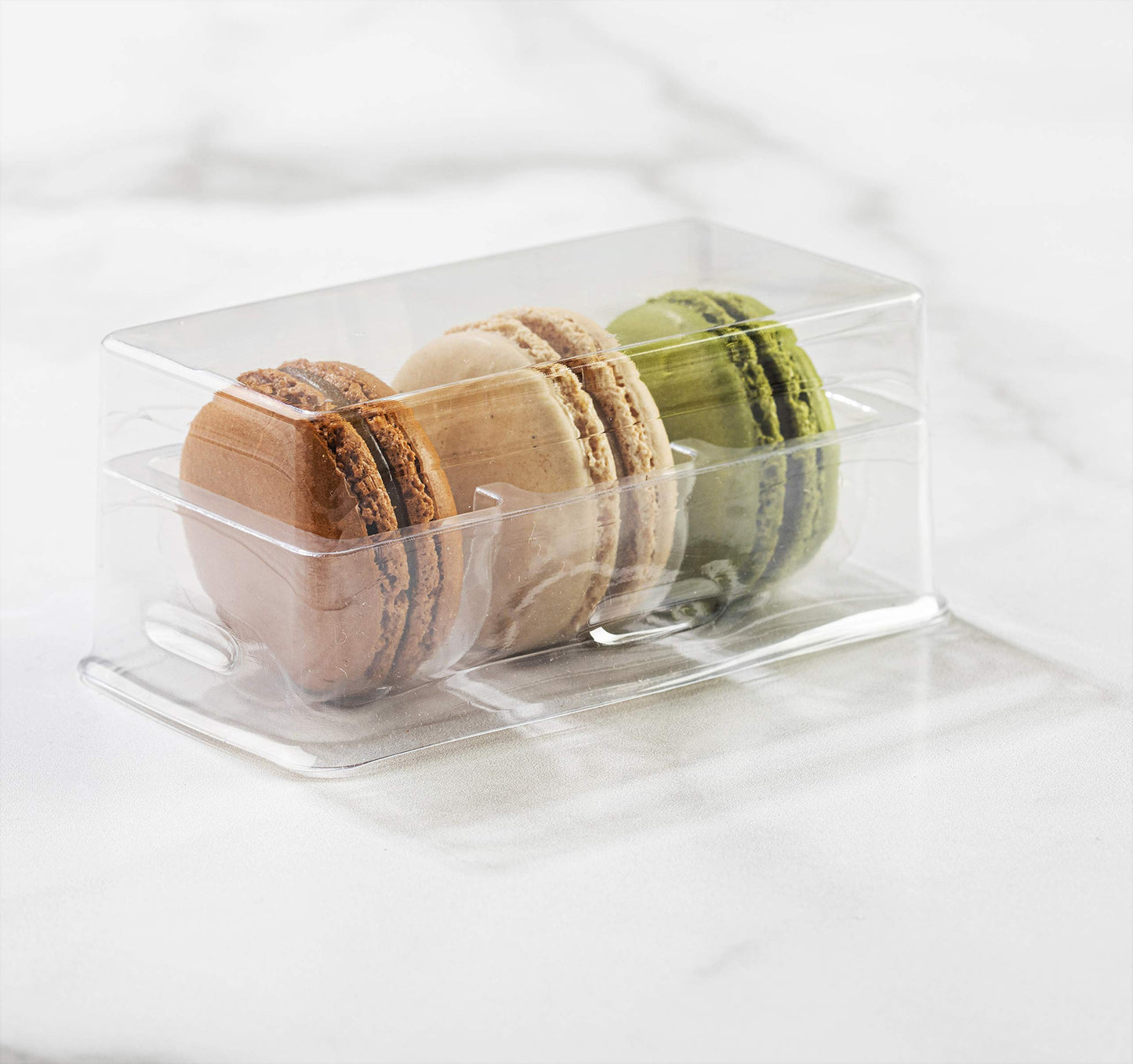 Pastry Chef's Boutique Clear Macarons Packaging for 3 Macarons (Clear Base) -Pack of 20