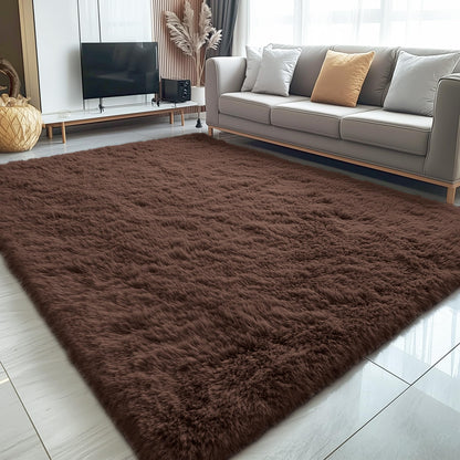 OLANLY 5x8 Machine Washable Large Area Rugs for Living Room, Bedroom, Soft Fluffy Shaggy Bedside Rug, Indoor Floor Carpet for Kids Girls and Boys, Dorms, Nursery, Home Decor Aesthetic, Coffee