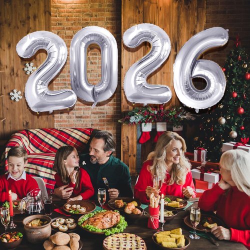 GOER 42-Inch Silver Foil Number Balloons - Perfect for 2026 New Year’s Eve & Graduation Celebrations