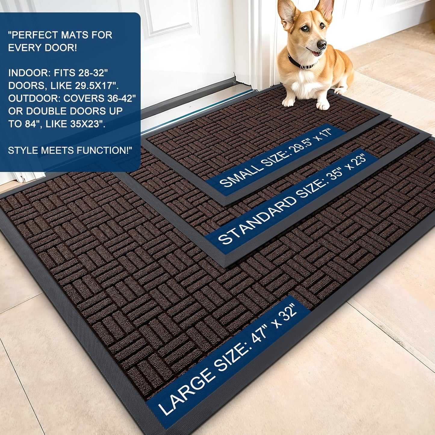 OLANLY Heavy-Duty Front Door Mat - Absorbent, Non-Slip, Stain & Fade Resistant | 29.5x17, Brown