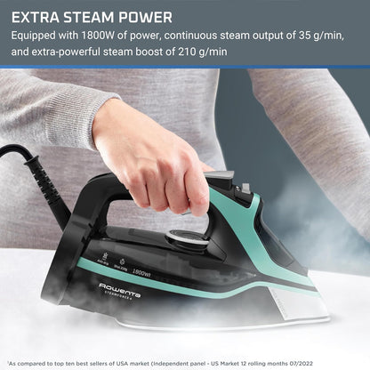 Rowenta Steam Force Iron - 1800 Watts Stainless Steel Soleplate with Anti-Drip & Precision Tip | DW9440
