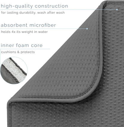 S&T INC. XL Dish Drying Mat - Absorbent Microfiber Kitchen Counter Pad, 18” x 24”, Grey Diamond Texture
