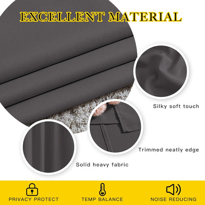 NICETOWN Gray Blackout Curtains - 84-Inch Thermal Drapes for Room Darkening | 2 Panels (W52 x L84)