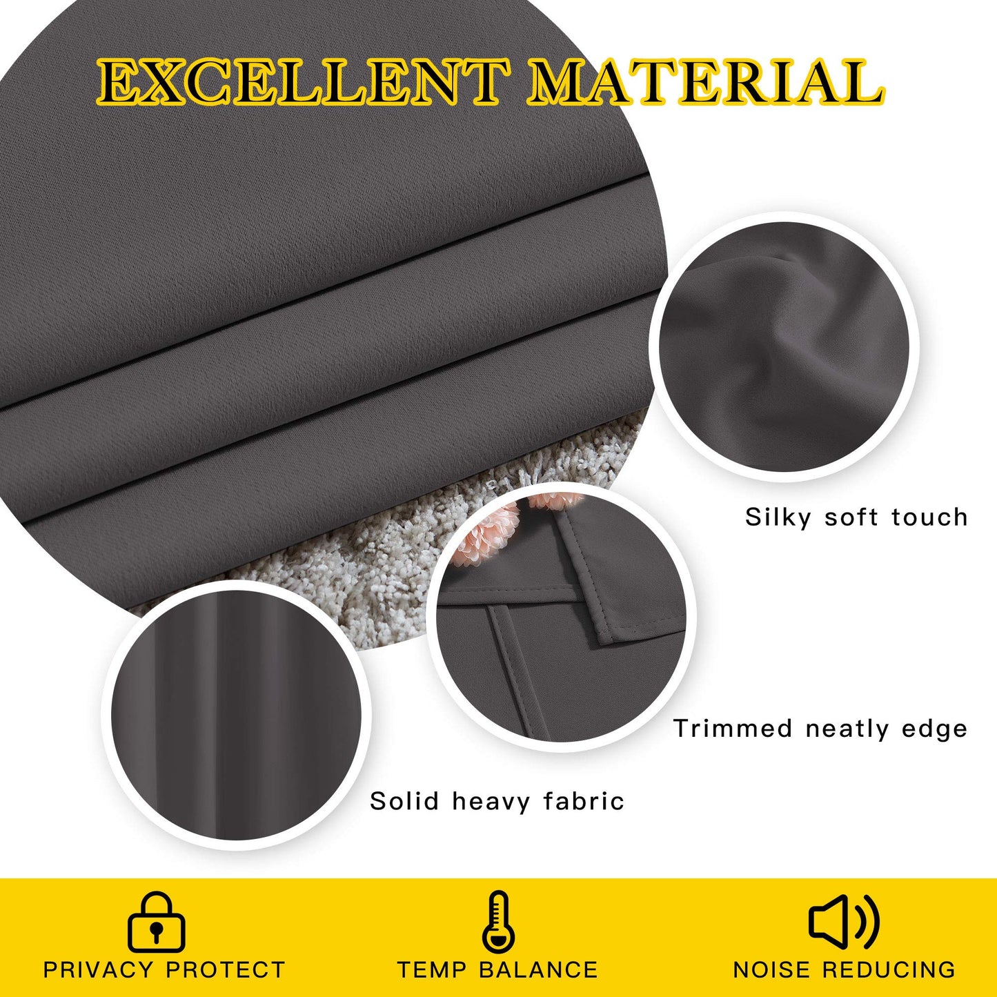 NICETOWN Bedroom Grey Blackout 120 inch Curtains - Triple Weave Energy Saving Thermal Insulated Solid Grommet Blackout Draperies for Patio, W52 x L120, 2 Panels