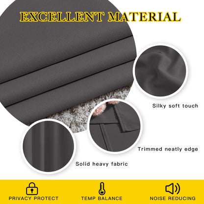 NICETOWN Bedroom Grey Blackout 120 inch Curtains - Triple Weave Energy Saving Thermal Insulated Solid Grommet Blackout Draperies for Patio, W52 x L120, 2 Panels