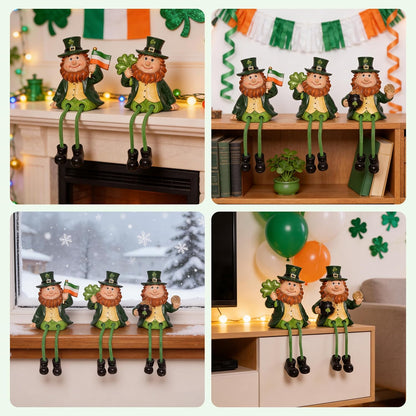 Skiennix St. Patrick's Day Decorations - Leprechaun Gnome Figurine with Gold Coins & Shamrock | Festive Home Decor