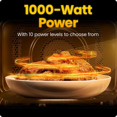 Chefman Microwave Oven - 1.1 Cu. Ft. 1000 Watts with 10 Power Levels & 6 Cooking Presets - Black