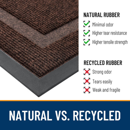 OLANLY Front Door Mat Indoor Outdoor Entrance, Waterproof All-Season, All-Weather Doormat, Sturdy Natural Rubber, Fade Resistant, Low Profile, Easy Clean Patio Porch Entryway Mat, 71x23, Dark Brown
