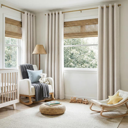Skiennix 100% Blackout Sliding Door Curtains - Extra Wide Grommet Drapes 50”W x 63”L in Beige