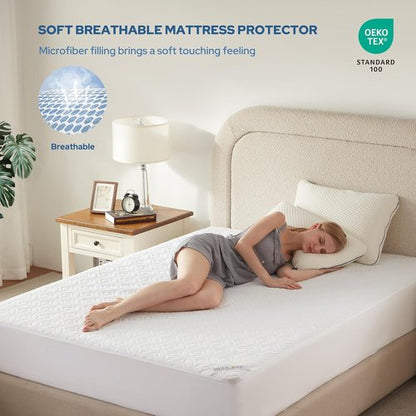 BEDLORE Waterproof Mattress Protector - King Size Noiseless Pad with Deep Pocket (6"-18") - Soft & Washable