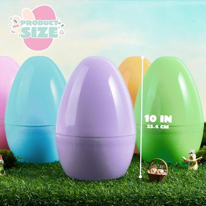 JOYIN Jumbo Easter Eggs - 10" Pastel Plastic Fillable Eggs for Treats, Party Favors & Decorations (6PCS)