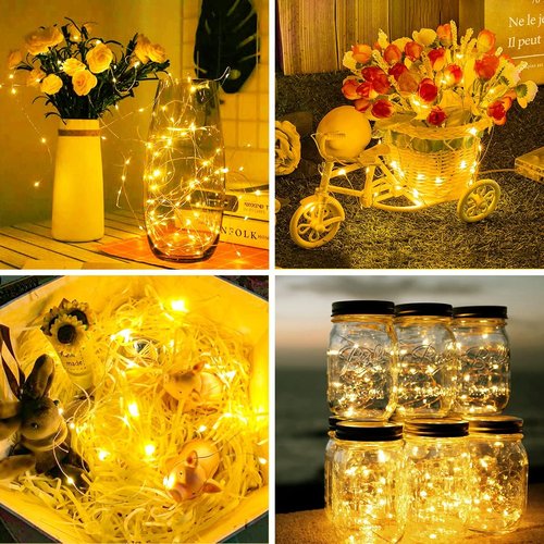 Litogo 24 Pack Fairy Lights - Battery Operated 7ft Waterproof String Lights for Mason Jars & Wedding Decor | Warm White
