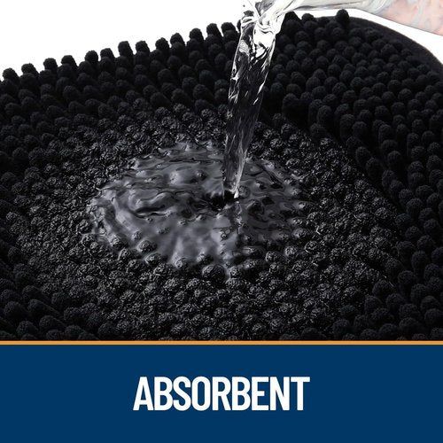 **OLANLY Dog Door Mat - Absorbent Non-Slip Chenille Mat for Muddy Paws | 32x20 Inches, Black**