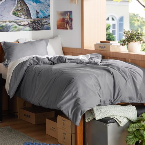 Bedsure Duvet Cover Twin/Twin XL Size - Soft Double Brushed Bedding Set for Kids & Adults, Zipper Closure, 2 Pieces, Includes 1 Duvet Cover (68"x90") & 1 Pillow Sham, NO Comforter, Grey
