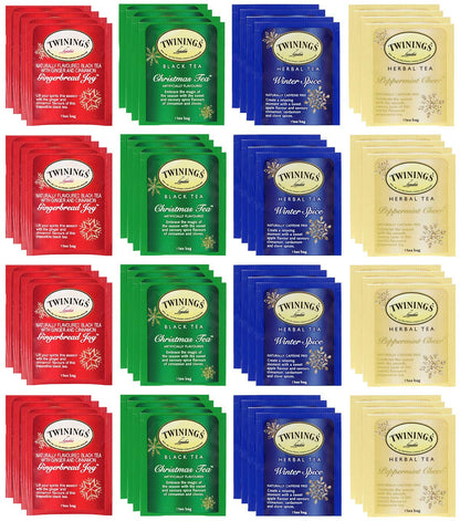 Twinings Tea Bags Sampler Assortment Gift Box (40 Count) 4 Flavors Seasonal Collection Awesome Gifts for College Students Friends Men Women Yourself Family Friends