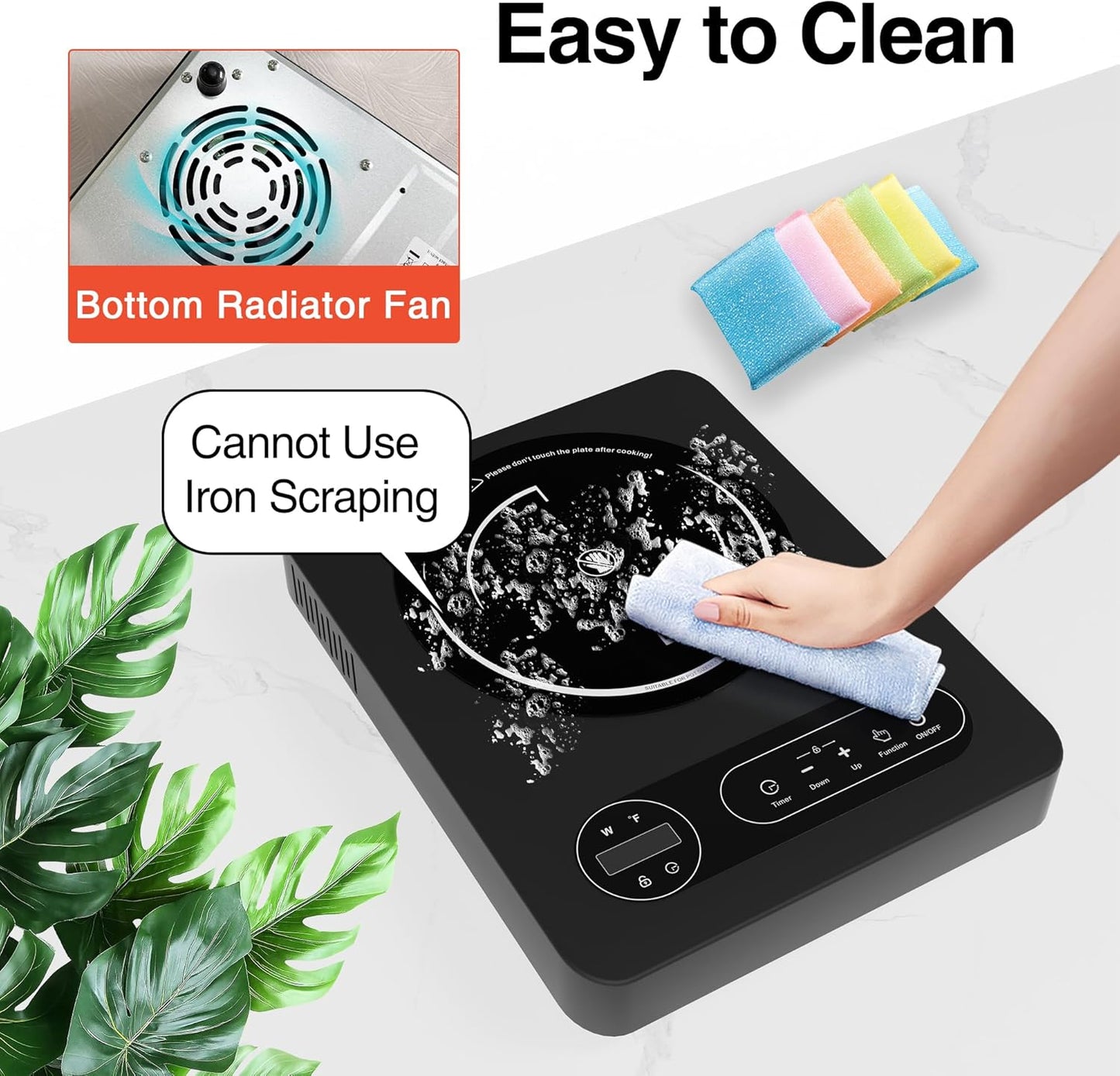 Skiennix Single Burner Electric Cooktop - 1800W Portable Stove with LED Touch Control & Safety Features