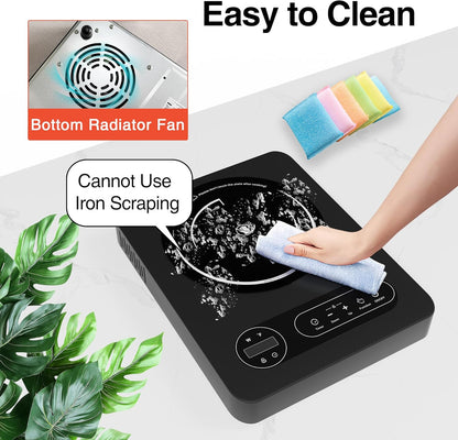 Skiennix Single Burner Electric Cooktop - 1800W Portable Stove with LED Touch Control & Safety Features