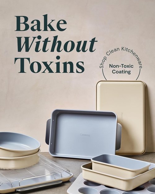 Caraway Nonstick Baking Pan Set | 2x 9" x 6.5" & 1x 9" x 13" - Non-Toxic, PTFE & PFOA Free - Slate Color