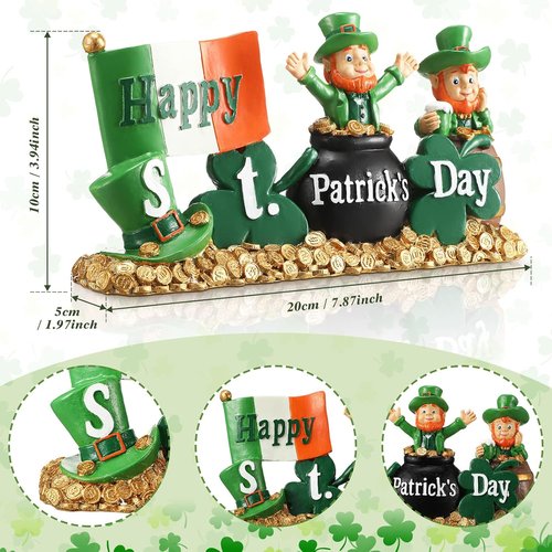 Fumete St. Patrick's Day Decorations - Leprechaun Figurines & Green Shamrock Home Decor