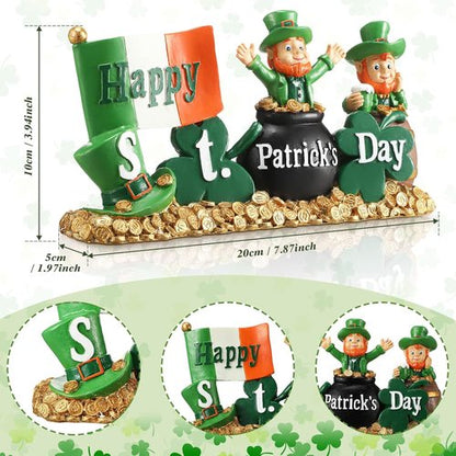 Fumete St. Patrick's Day Decorations - Leprechaun Figurines & Green Shamrock Home Decor
