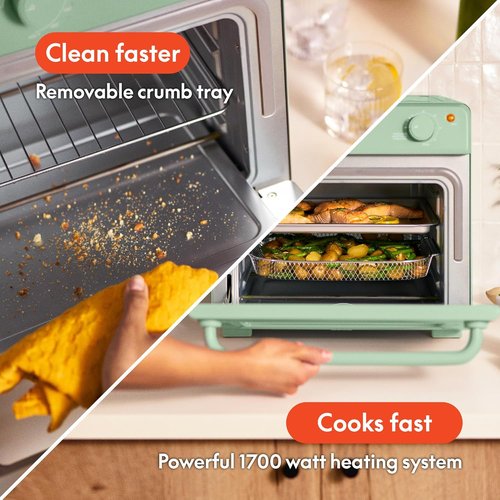 Bella Air Fry Toaster Oven - 7 Cooking Options, Dishwasher-Safe Trays, 1700W, Seaglass Color