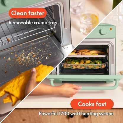 Bella Air Fry Toaster Oven - 7 Cooking Options, Dishwasher-Safe Trays, 1700W, Seaglass Color