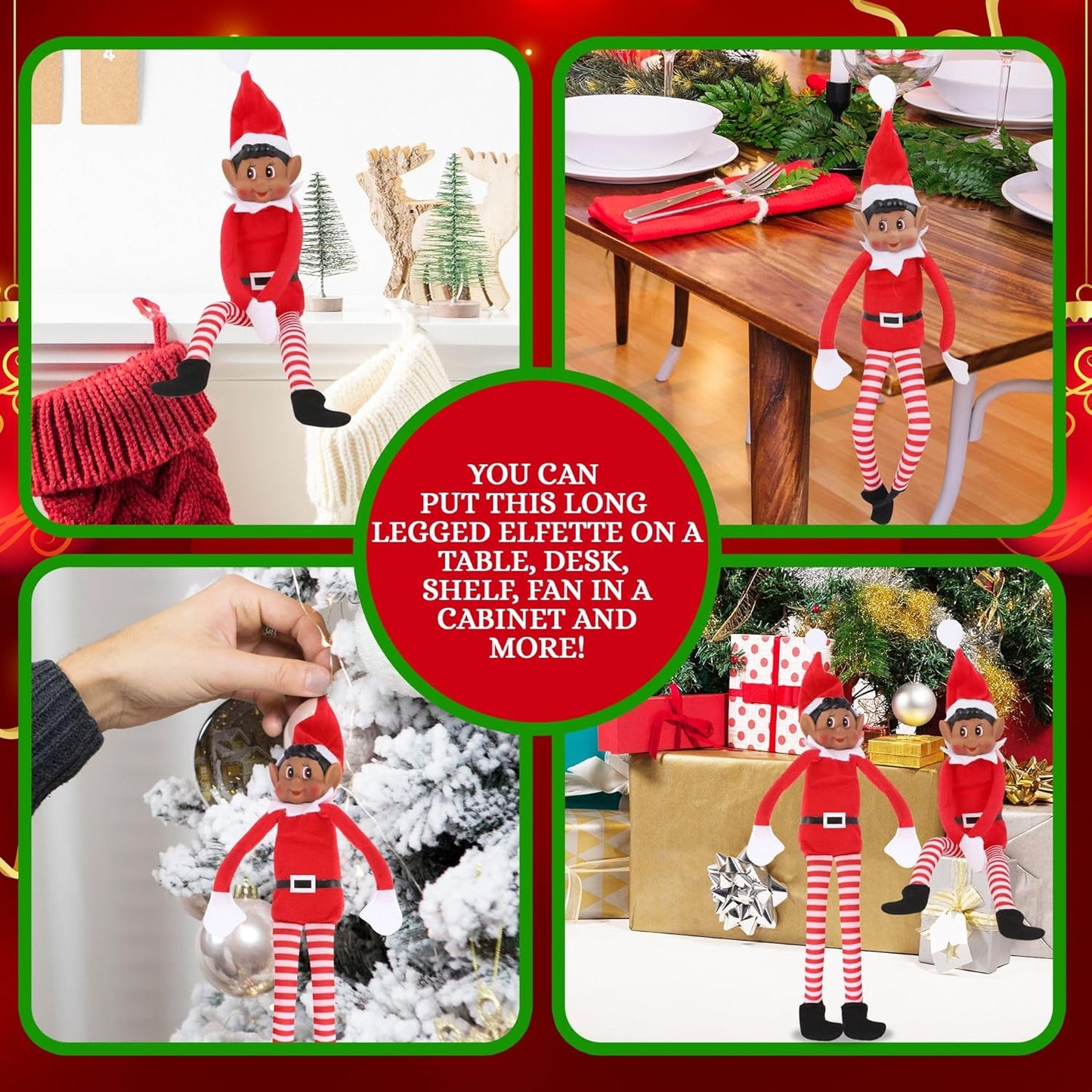 Skiennix Christmas Elf Behaving Badly Plush Toy - Naughty Bendy Doll | 12 Inches (Brown)