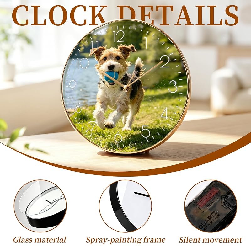 Personalized Photo Clock - Custom Round Wall Clock with Logo, Text & Names