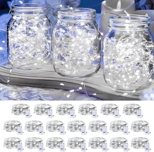 Skiennix 20 Pack LED Fairy Lights - Waterproof Mini Twinkle String Lights, 7FT, Battery Operated, Cool White