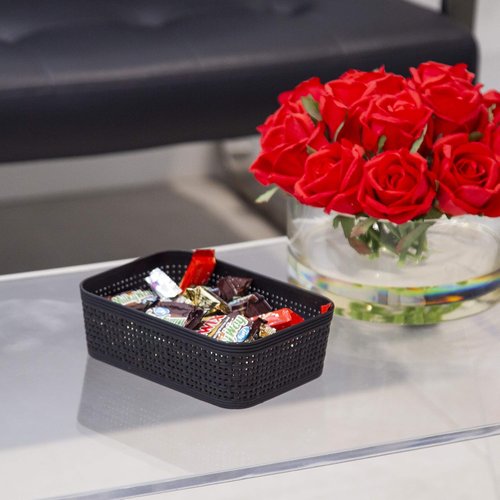 BINO Woven Plastic Basket - XS Black, 5-Pack | Stylish Home Organization & Space-Saving Storage