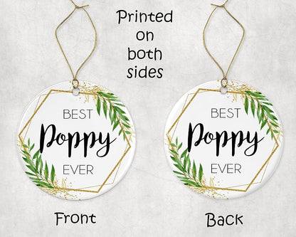 Poppy Christmas Ornament – Ceramic, Double-Sided Print with Gold Ribbon
