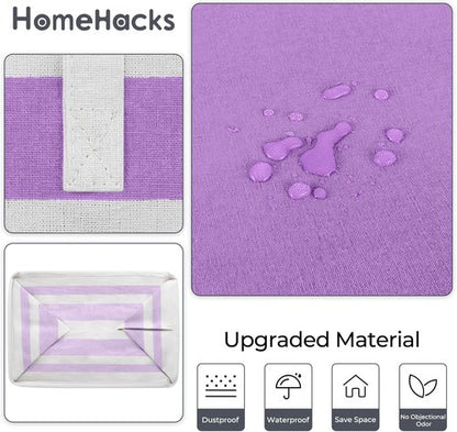 HomeHacks Large Waterproof Laundry Baskets - Collapsible Hampers with Reinforced Handles | 125L, Purple, 2 Pack